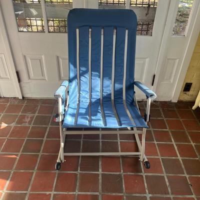 Two Folding Patio Rocking Chairs & Inflatable Ottoman (SR-MG)
