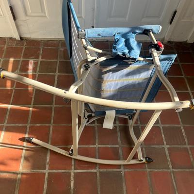 Two Folding Patio Rocking Chairs & Inflatable Ottoman (SR-MG)