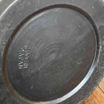 Vintage 1920s Tokanabe Black Textured Art Pottery Vase Japanese