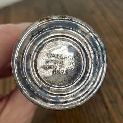 Small sterling vase with brass candlestick holder and possible silver plate dish