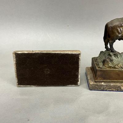 FR866 Pair of Bronze Bison Sculpture Bookends by Carl Kauba