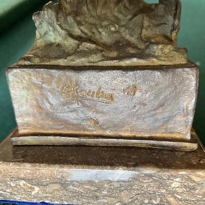 FR866 Pair of Bronze Bison Sculpture Bookends by Carl Kauba
