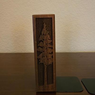 Walnut Desk Set with Etched Pine Tree