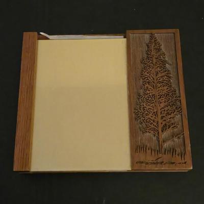Walnut Desk Set with Etched Pine Tree