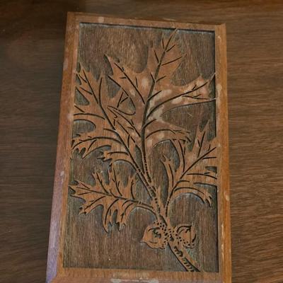 Walnut Desk Set with Etched Trees