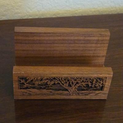 Walnut Desk Set with Etched Trees