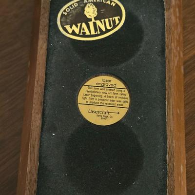 Walnut Desk Set with Etched Trees
