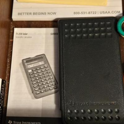 Office Drawer Lot - Scissors, TI Calculator, Clips, Post It Notes and More!