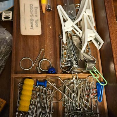 Office Drawer Lot - Scissors, TI Calculator, Clips, Post It Notes and More!