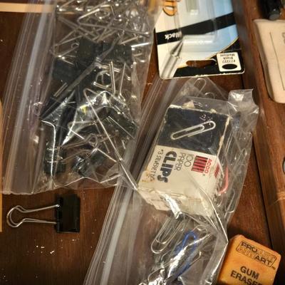 Office Drawer Lot - Scissors, TI Calculator, Clips, Post It Notes and More!