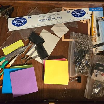 Office Drawer Lot - Scissors, TI Calculator, Clips, Post It Notes and More!