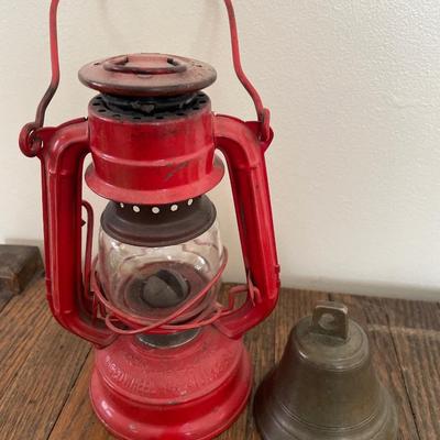 Winged Wheel lantern & brass bell