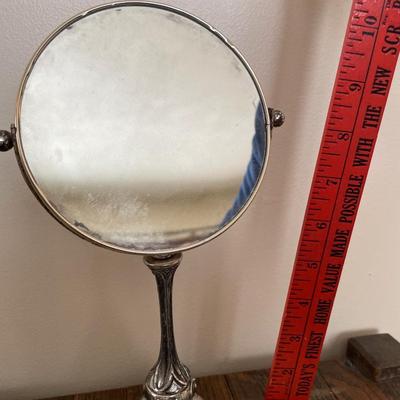 Vintage vanity mirror with glass piano and floral tray