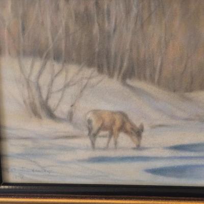 Original Pastel of A Deer by Frances Overton Nankas