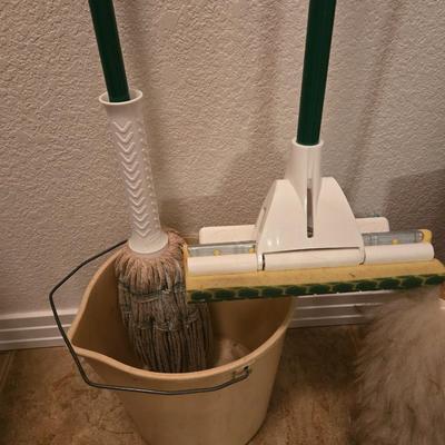 Cleaning Tools Lot - Mop/Bucket, Swifter, Duster and More