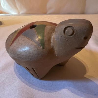 Ocarina Pottery Flute & Pair of Burnished Clay Turtle Vases (LR-RG)