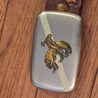 Mixed Lot of Tooled Leather Belts and a Wyoming Belt Buckle