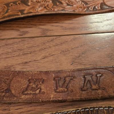 Mixed Lot of Tooled Leather Belts and a Wyoming Belt Buckle