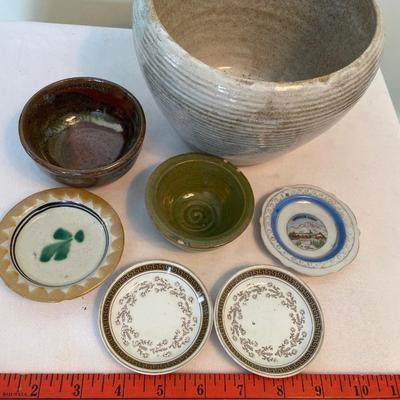 Pottery bowls, pot and small plates
