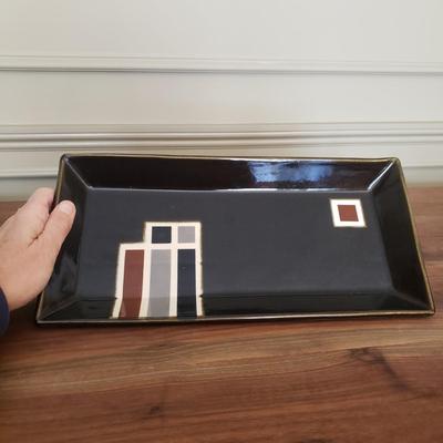 Pottery Tray & Dip Bowl, Ceramic Poppy Bowl, & Black Modern Tray (D-KD)