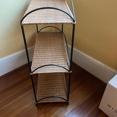 Iron Framed Shelving Unit with Woven Shelves (BP-MG)
