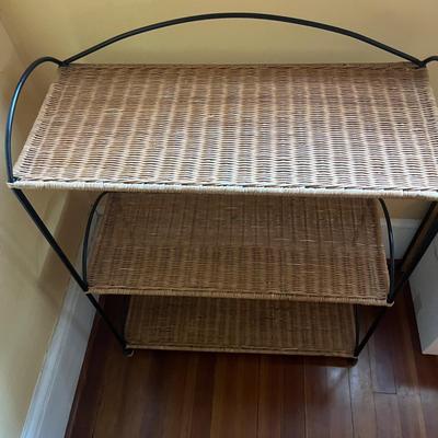 Iron Framed Shelving Unit with Woven Shelves (BP-MG)