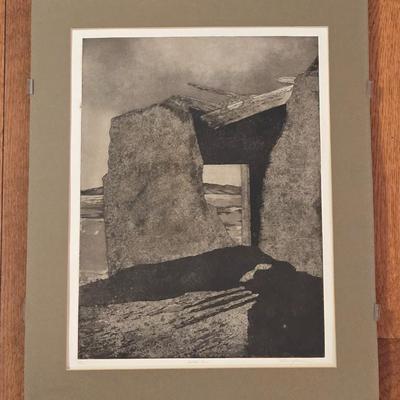Woodblock 'Adobe Rain' Pencil Signed & Numbered by