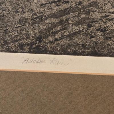 Woodblock 'Adobe Rain' Pencil Signed & Numbered by