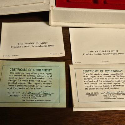 The Franklin Mint Christmas Sterling Ingots