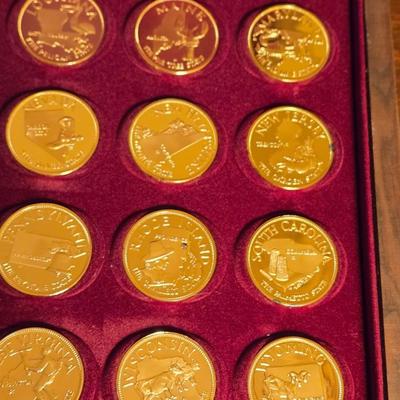 Franklin Mint Gold over Sterling The Governor's Edition States of the UnionCoins in the Case