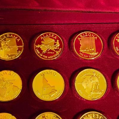 Franklin Mint Gold over Sterling The Governor's Edition States of the UnionCoins in the Case