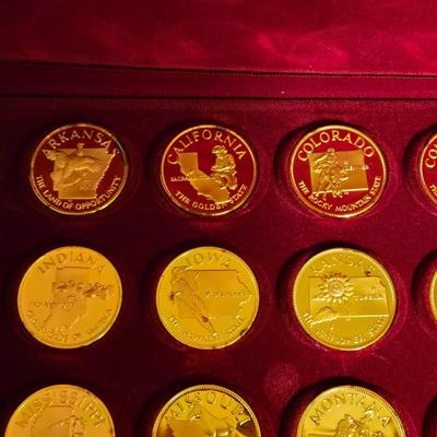 Franklin Mint Gold over Sterling The Governor's Edition States of the UnionCoins in the Case