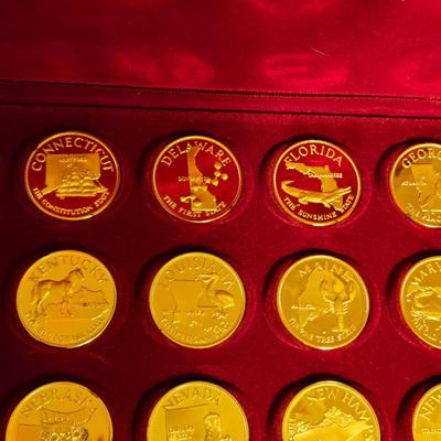 Franklin Mint Gold over Sterling The Governor's Edition States of the UnionCoins in the Case