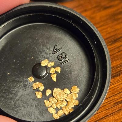 Container of Pure Gold Nuggets from Alaskan Eldorado Gold Mine