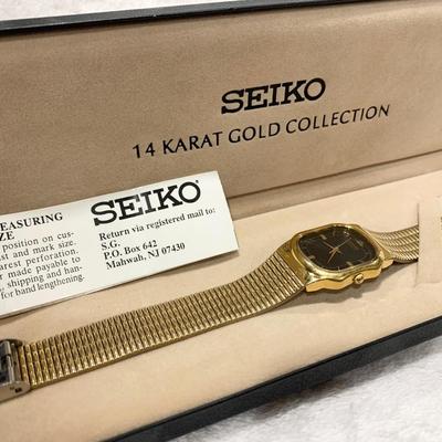 18k Gold Plated Seiko Gold Collection Watch In Case