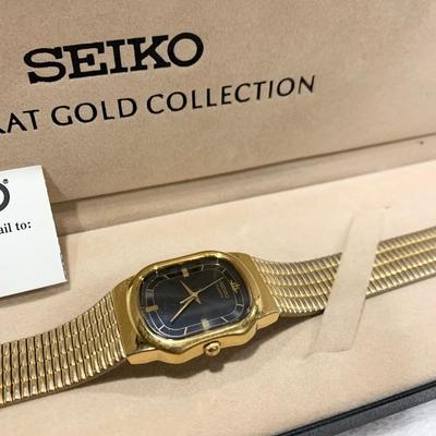 18k Gold Plated Seiko Gold Collection Watch In Case
