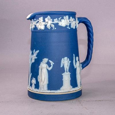ANTIQUE WEDGWOOD BLUE JASPARWARE MILK PITCHER