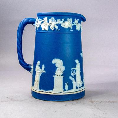 ANTIQUE WEDGWOOD BLUE JASPARWARE MILK PITCHER