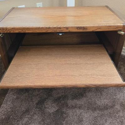 Television Stand with Pull Out Shelf and Glass Doors