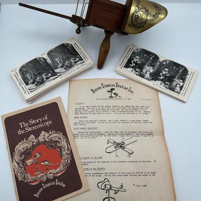 Antique Stereoscope Viewer with Cards