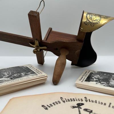 Antique Stereoscope Viewer with Cards