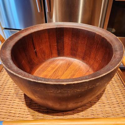 Mid Century Large Nissen Denmark Teak Bowl 15"