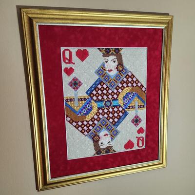 King of Diamonds Queen of Hearts Framed Needlepoint