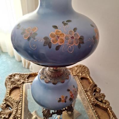 Pair Hurricane Lamps - Blue
