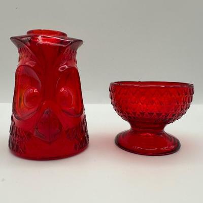 Vintage Viking Ruby Red Owl Lamp