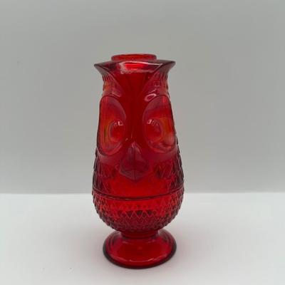 Vintage Viking Ruby Red Owl Lamp