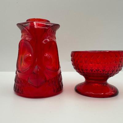 Vintage Viking Ruby Red Owl Lamp
