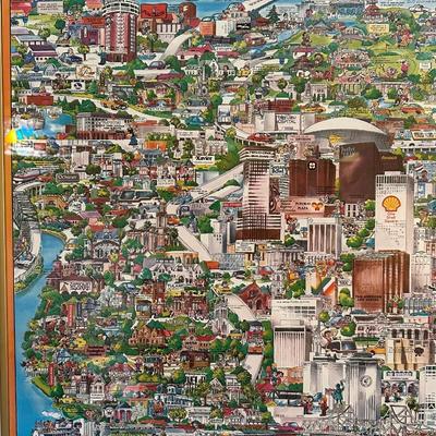 Vintage 1980’s New Orleans Framed Map Poster