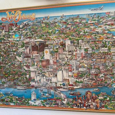 Vintage 1980’s New Orleans Framed Map Poster