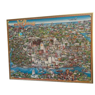 Vintage 1980’s New Orleans Framed Map Poster